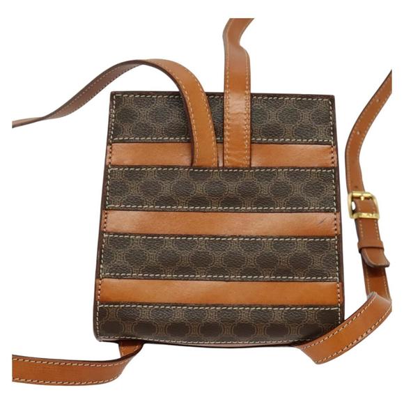 CELINE Macadam Canvas Backpack PVC Leather Brown Gold Auth 124609 main image 14